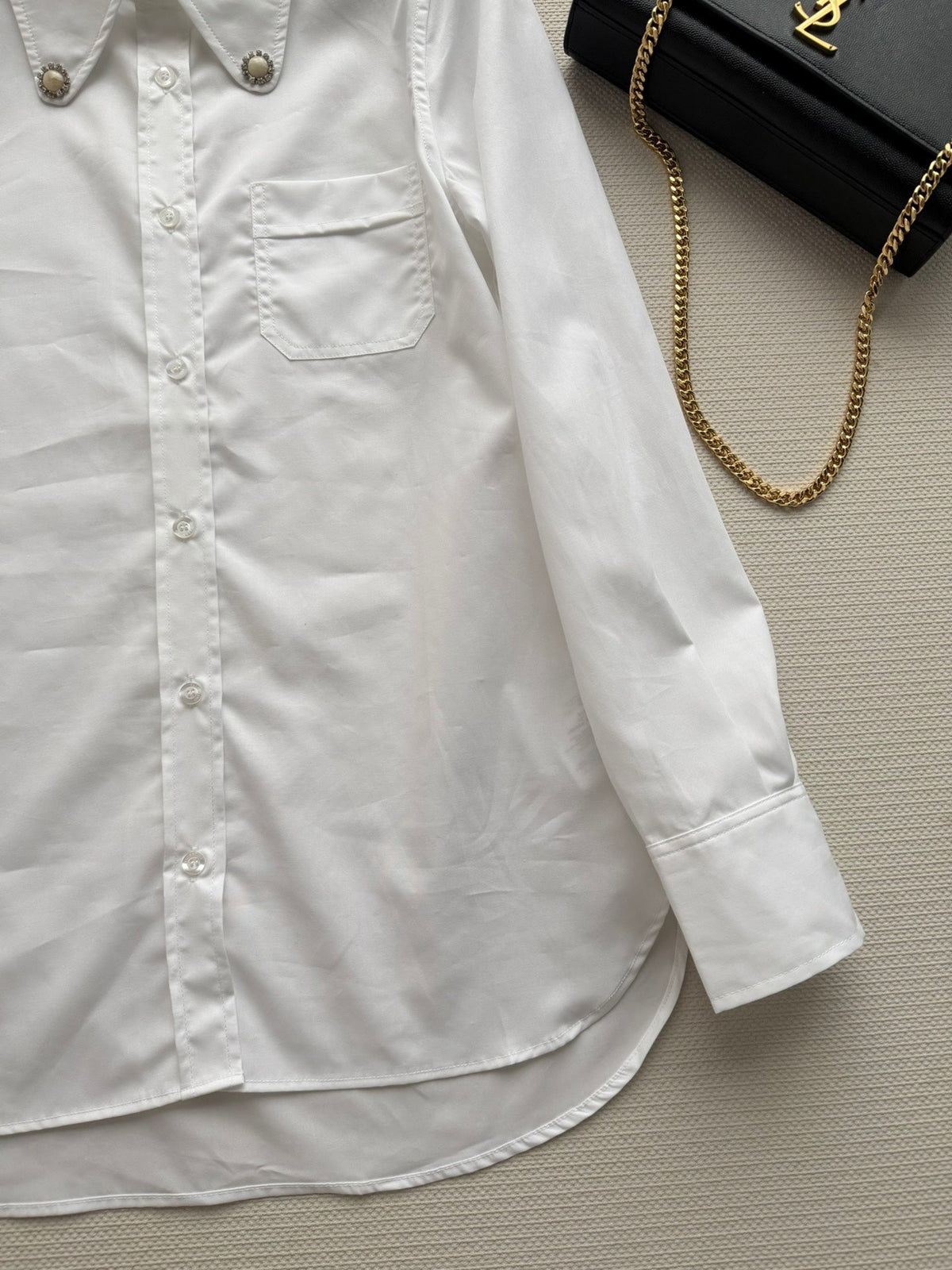 Valentino Long-Sleeve Shirt White Cotton 352911