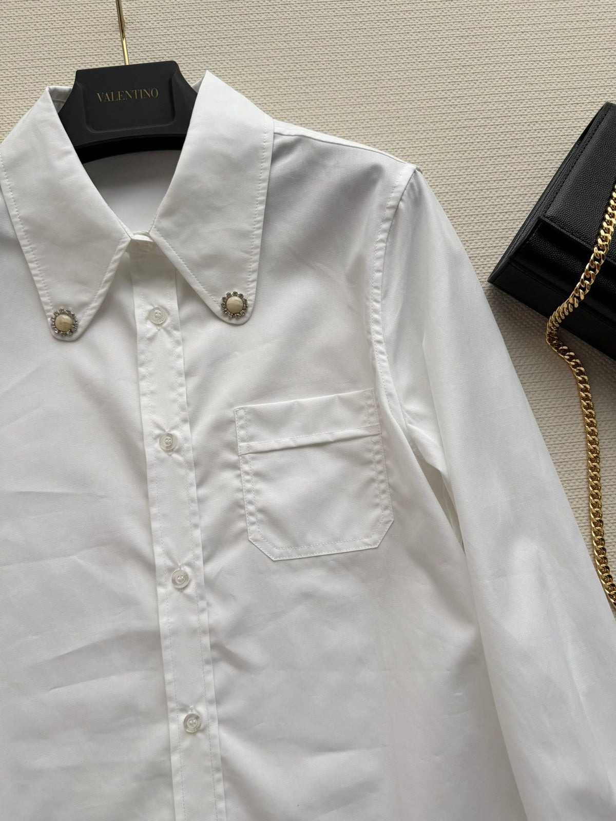 Valentino Long-Sleeve Shirt White Cotton 352911