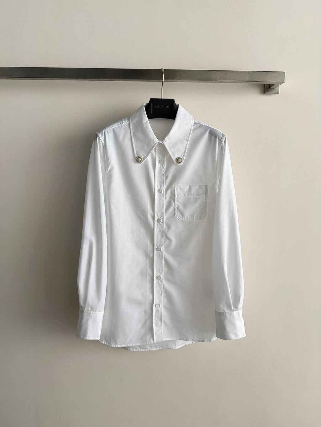 Valentino Long-Sleeve Shirt White Cotton 352911