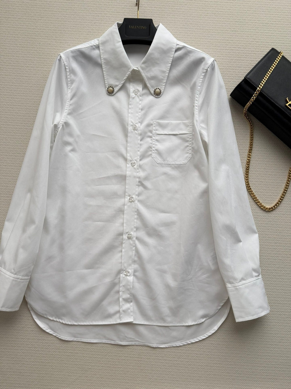 Valentino Long-Sleeve Shirt White Cotton 352911