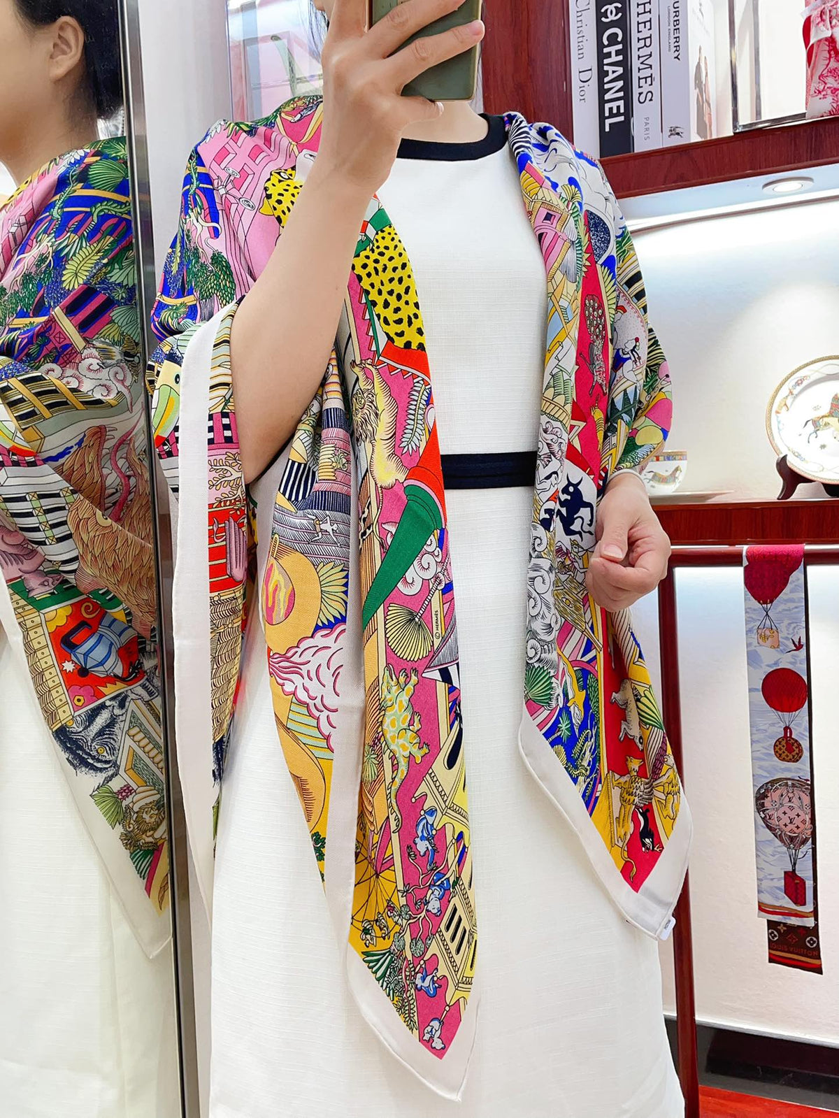Animapolis Scarf 140 CM In Colorful Cashmere And Silk 306570