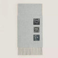BADGES SOIE MUFFLER 180 CM SCRAF IN CLOUD GREY CASHMERE