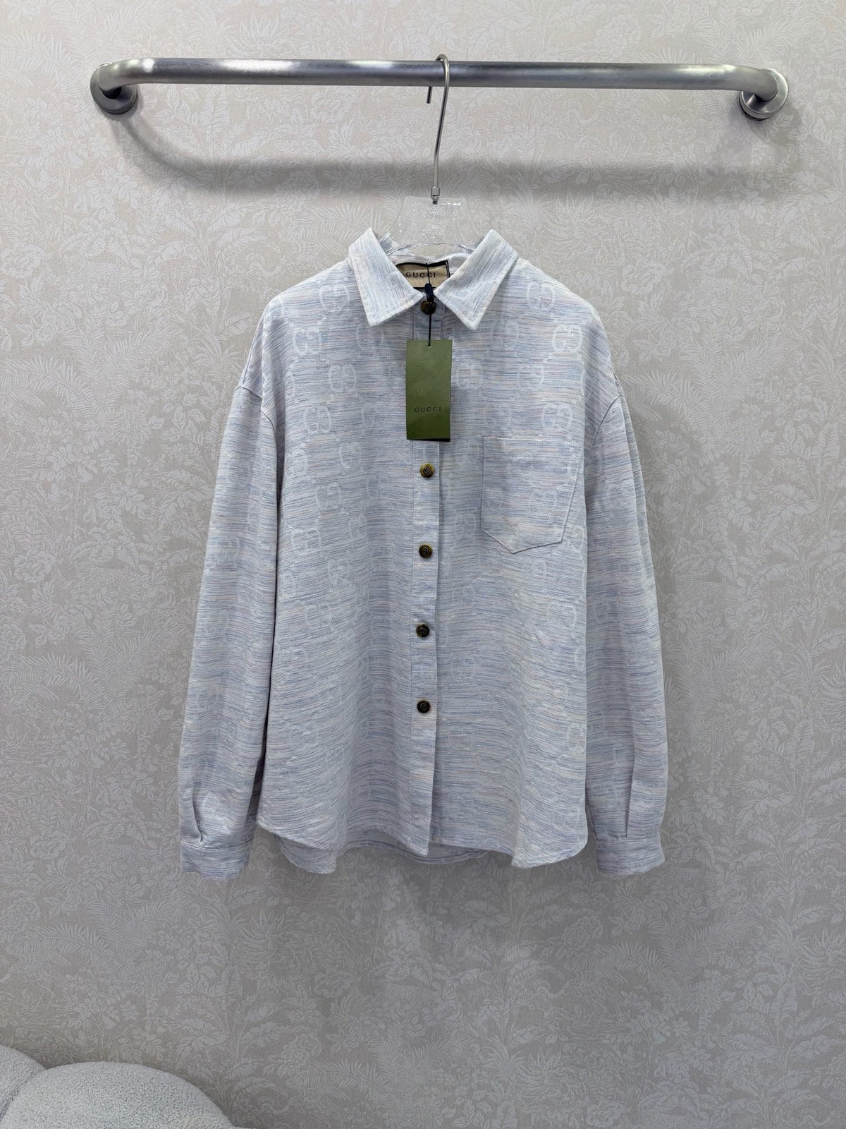 GG Double C Shirt Jacquard Light Grey Cotton Polyeste 353051