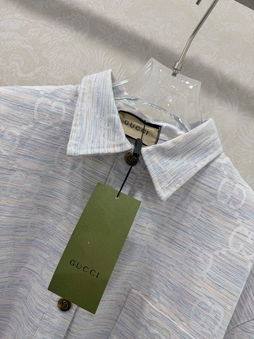 GG Double C Shirt Jacquard Light Grey Cotton Polyeste 353051