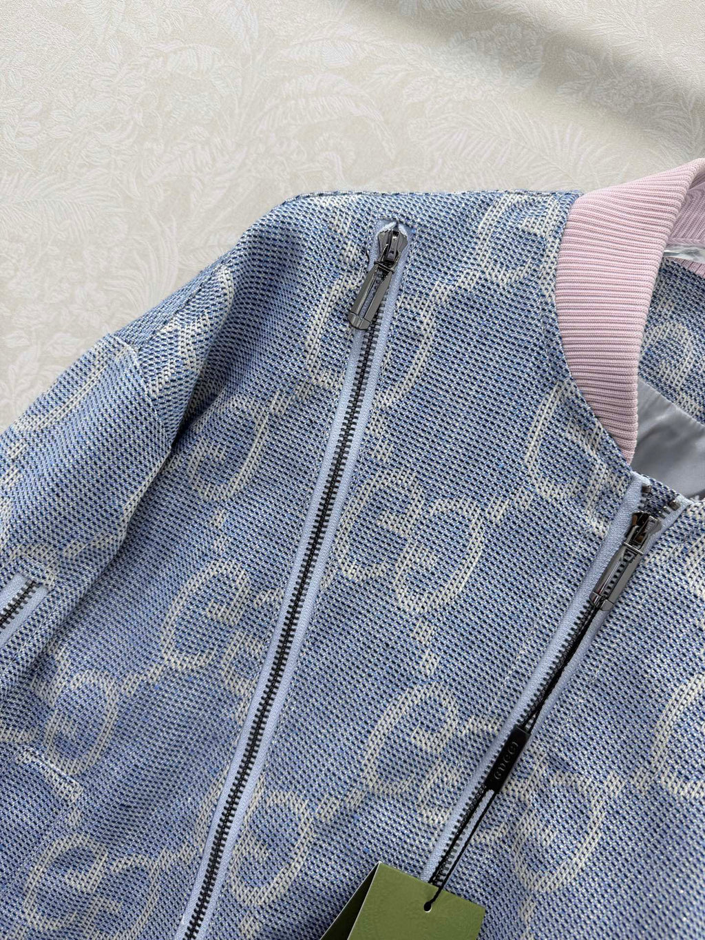 GG 26s Jacket Light Blue Beige Pink Cotton Polyeste 353049