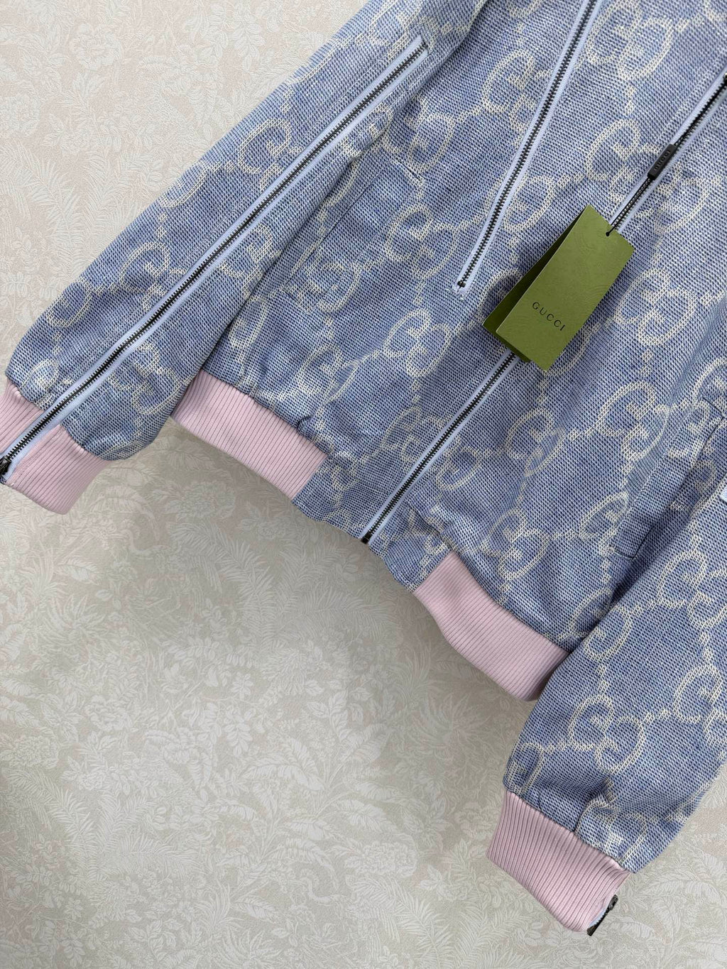 GG 26s Jacket Light Blue Beige Pink Cotton Polyeste 353049