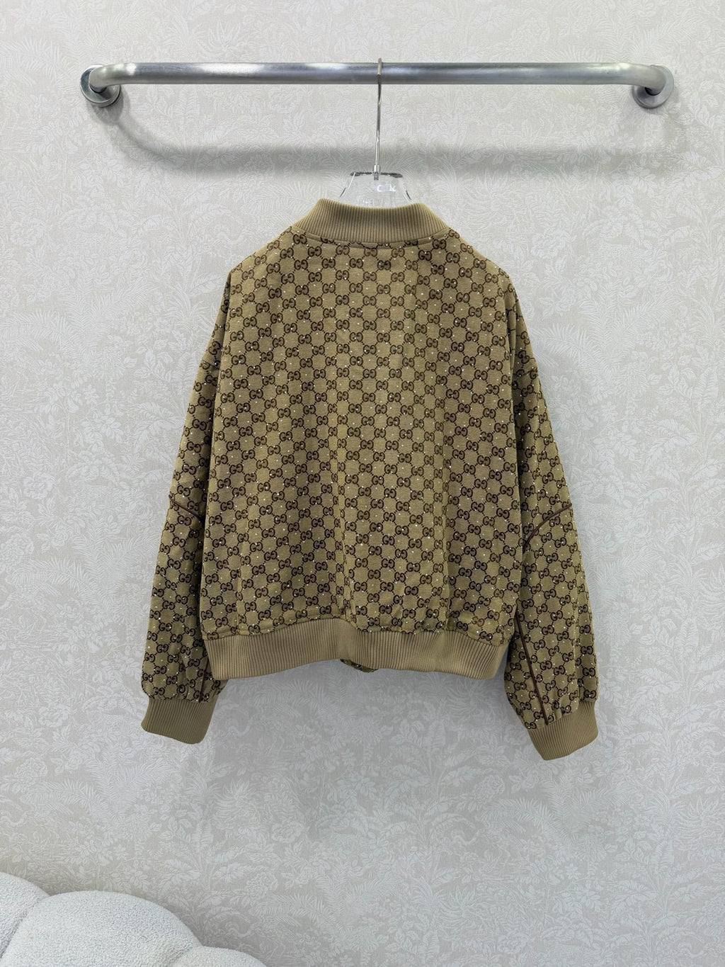 GG Rhinestone Jacket Brown Beige Rhinestone Jacket 353045