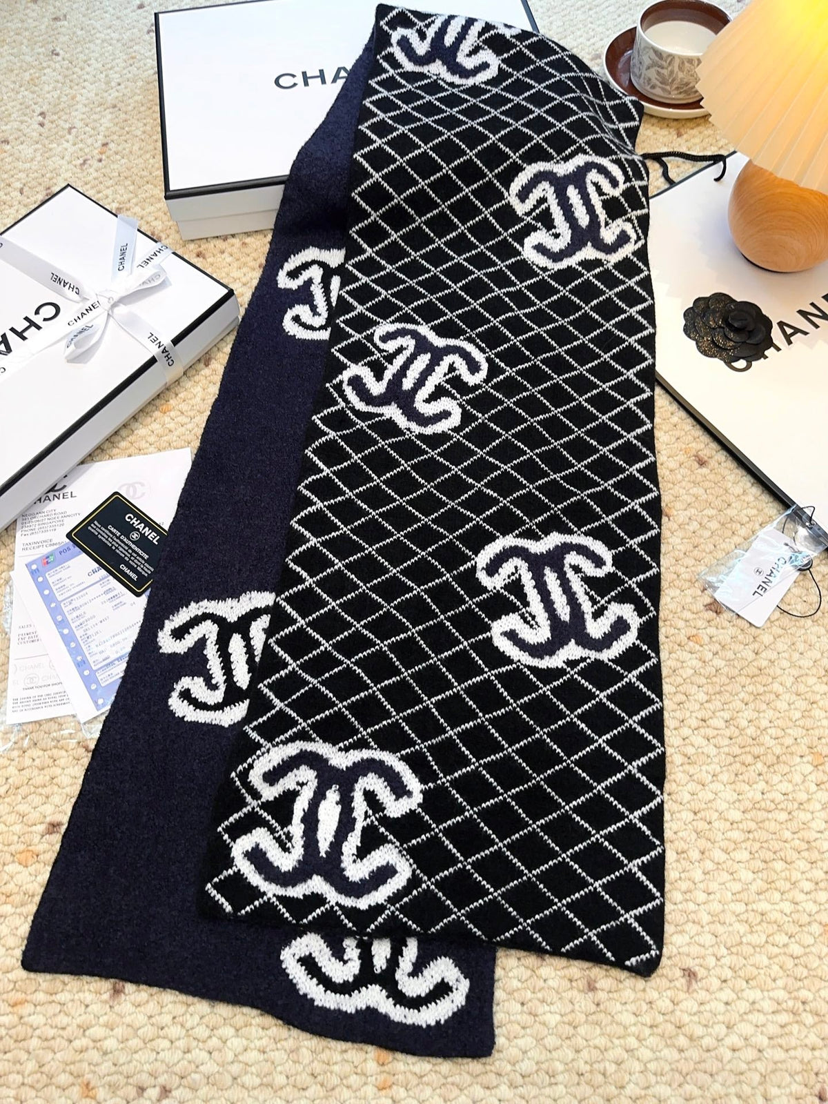 CC 25 Scarf 190cm Black Wool 968578
