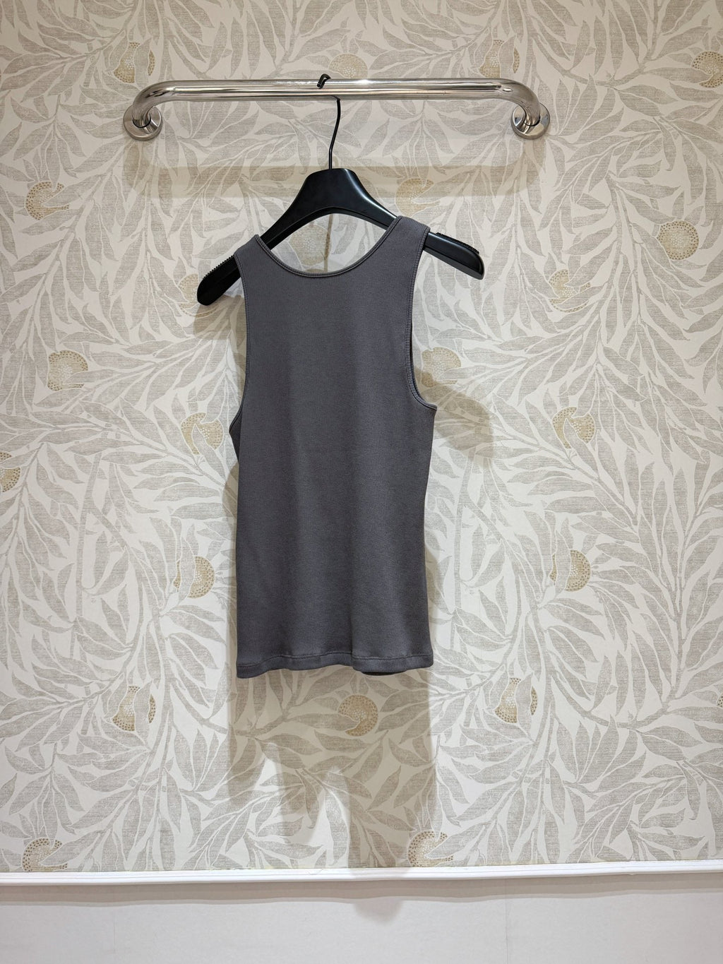 YSL Ribbed Vest Smoky Gray Cotton