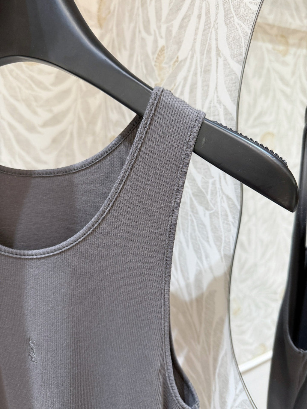 YSL Ribbed Vest Smoky Gray Cotton