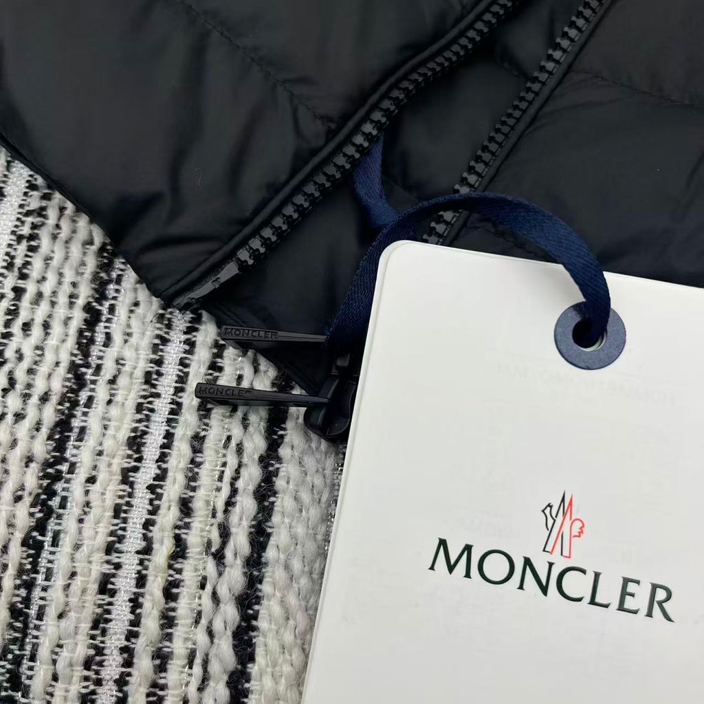 MC 2025 Quilted Knit-panel Puffer Jacket Black Polyester Wool 528747