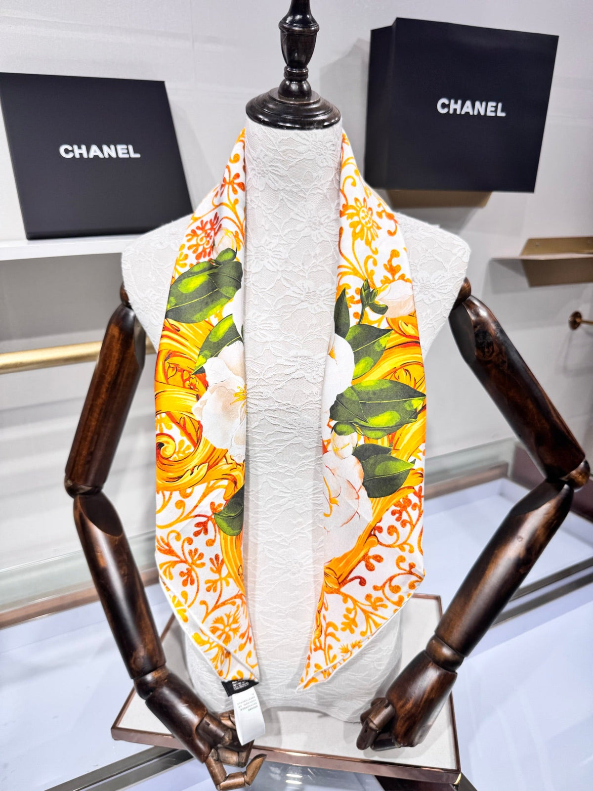 CC Bandana Scarf 90x90 Yellow White Silk Twill 204014