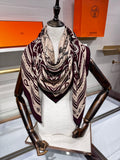 Hermès Grand Apparat Bandana Shawl 140x140cm Cream Burgundy Cashmere Silk 212702