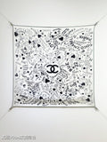 CC Love Coco Scarf 90x90 Black White Twill Silk 212055