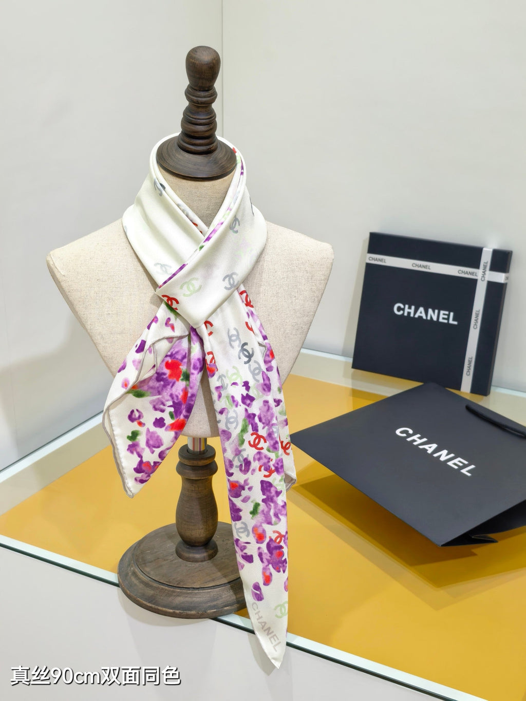 CC 25ss Scarf 90x90cm Purple Colorful Silk Twill 209931