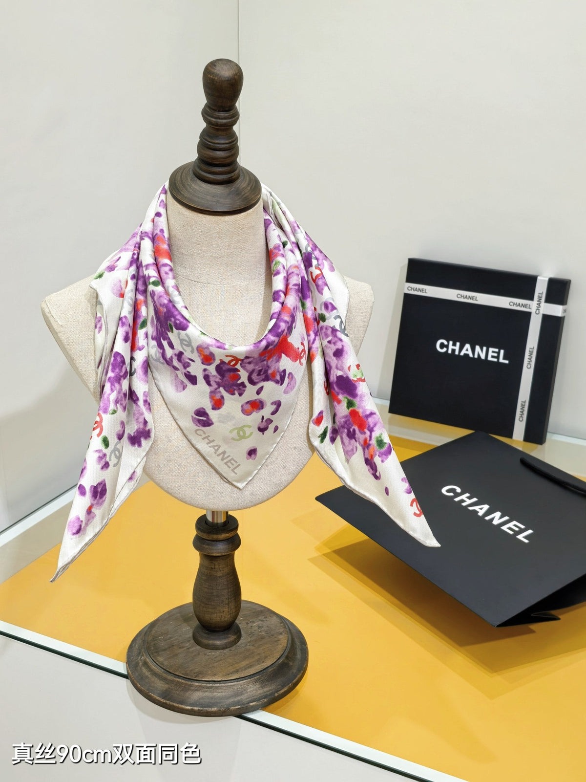 CC 25ss Scarf 90x90cm Purple Colorful Silk Twill 209931