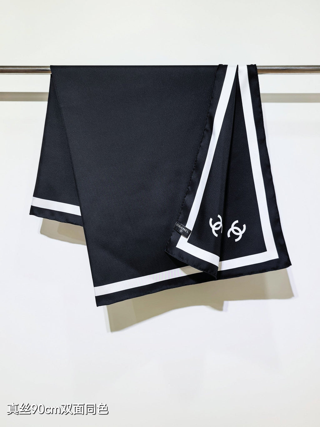 CC 26s Scarf 90x90 Black Twill Silk 212060