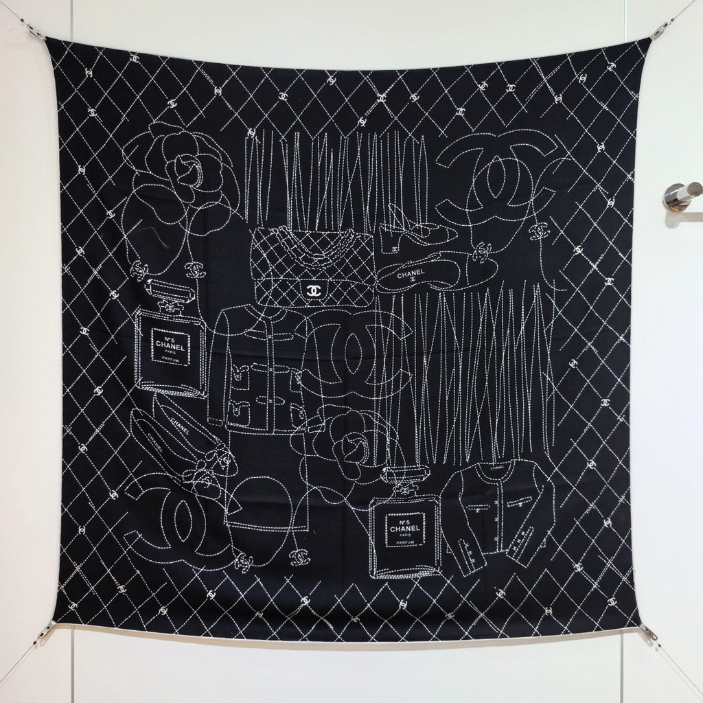 CC 25 Scarf 140CM Black Cashmere 293077