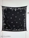 CC Chain Pattern Scarf 140x140 Black Colorful Cashmere Silk 212033