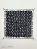 CC Monogram Scarf 90x90 Black White Colorful Twill Silk 219469
