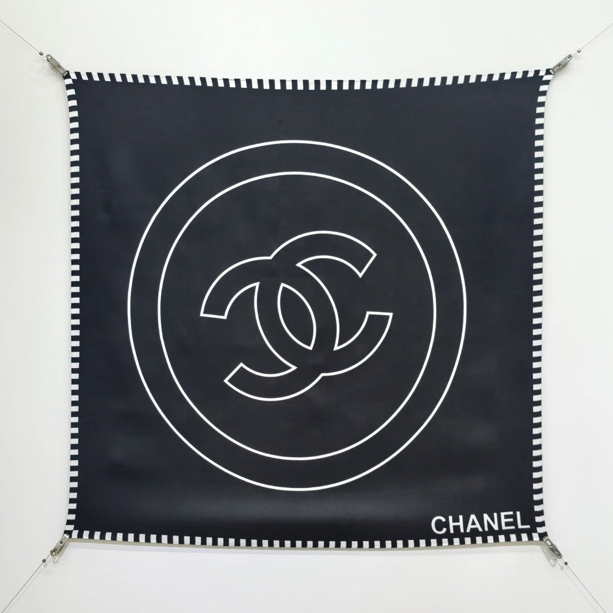 CC Double-sided  Scarf 90cm Black Twill Silk 173969