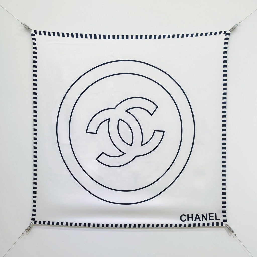 CC Double-sided  Scarf 90cm White Twill Silk 173970