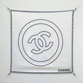 CC Double-sided  Scarf 90cm White Twill Silk 173970
