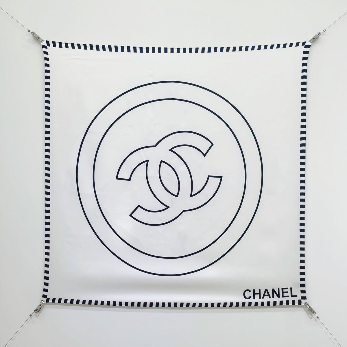 CC Double-sided  Scarf 90cm White Twill Silk 173970