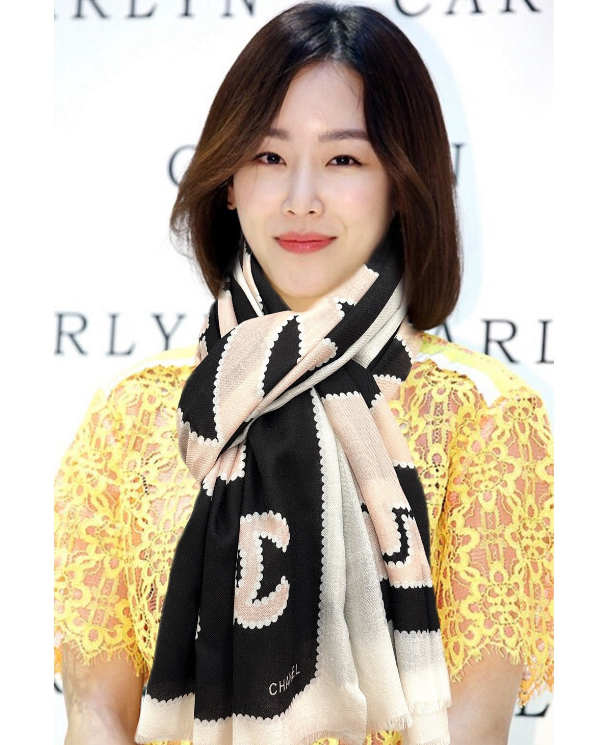 CC 25 Newest Design Scarf 200 CM In White Black Beige Cashmere 292964