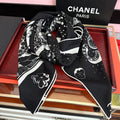 CC Camellia Letter Print 140cm Black White Black Cashmere 153107