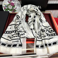 CC Camellia Letter Print 200cm White Black Cashmere 153113