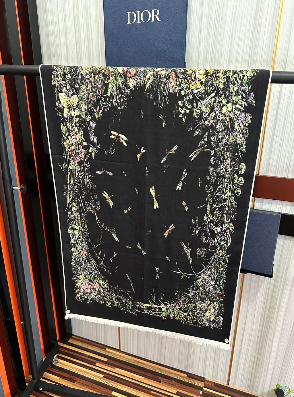 CD Double-Sided Scarf 185cm Black Multicolor Cashmere 153118