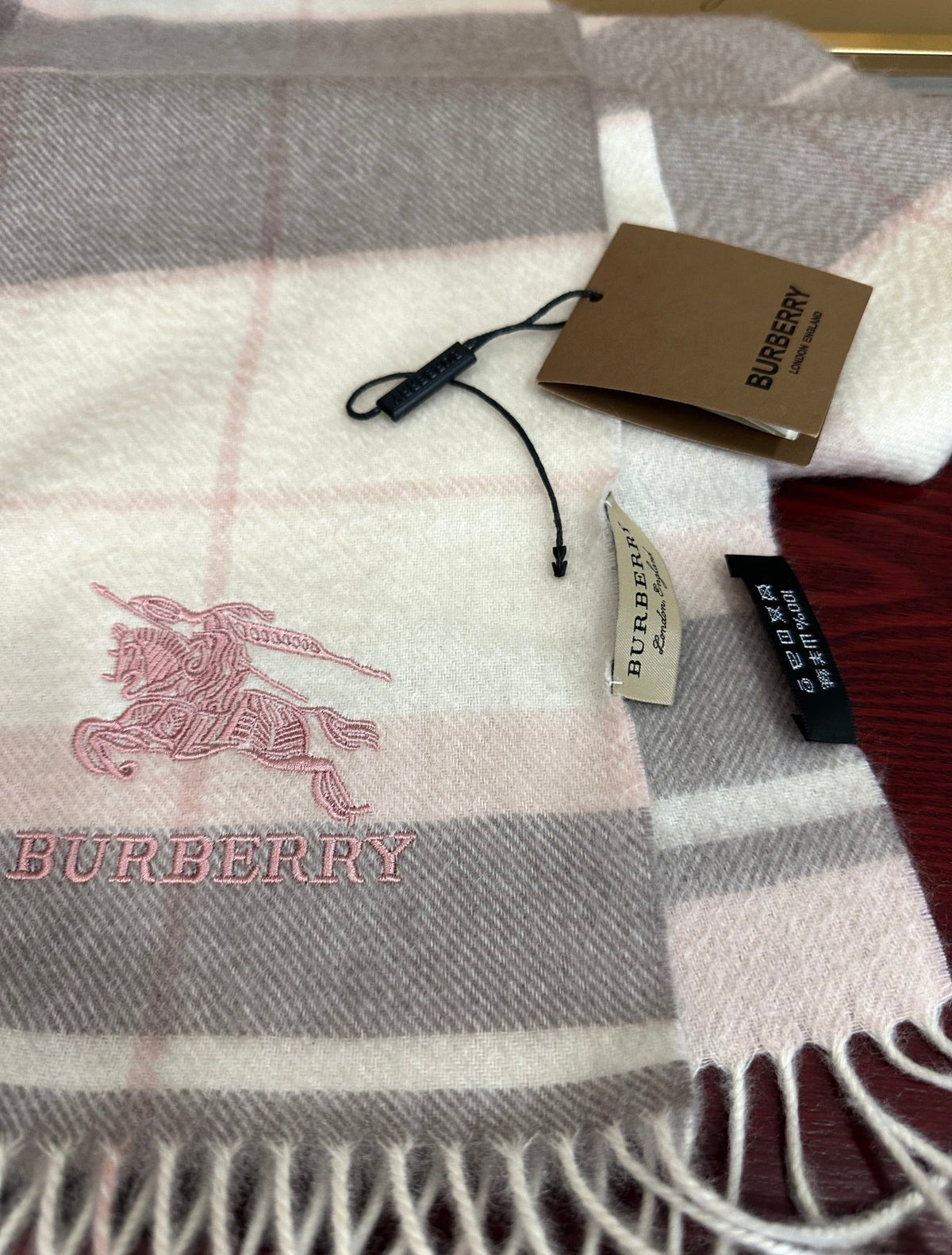 BBR Long Scarf 180CM Pink Grey Cream Cashmere 153138