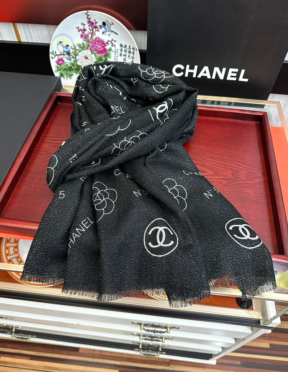 CC 26s Scarf 200cm Black Cashmere 271203