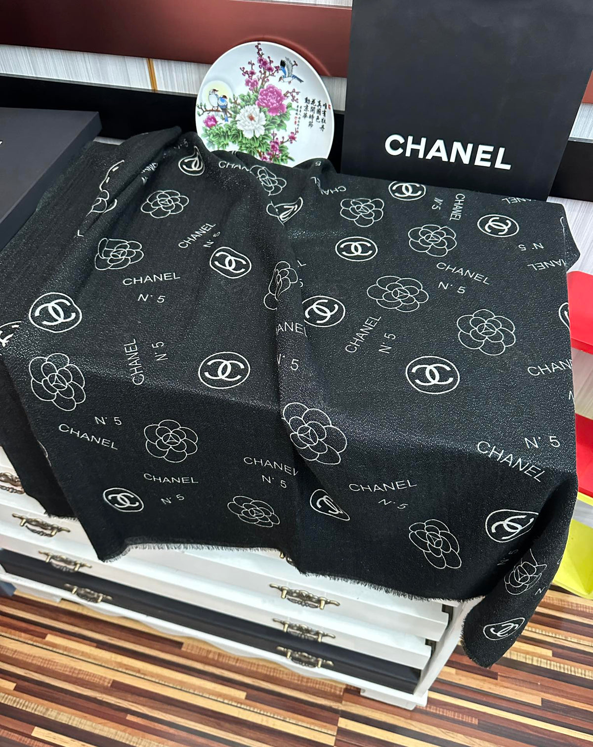 CC 26s Scarf 200cm Black Cashmere 271203