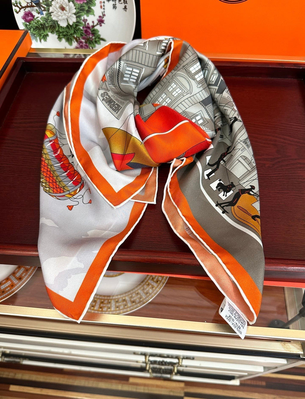 Hermes 26s Printed Square Scarf 90 In Silk 307339