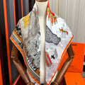 Hermes 26s Printed Square Scarf 90 In Silk 307339