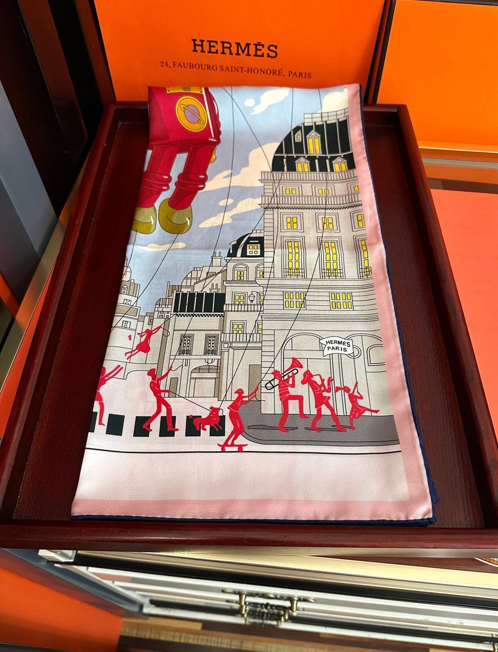 Hermes 26s Printed Square Scarf 90 In Silk 307341