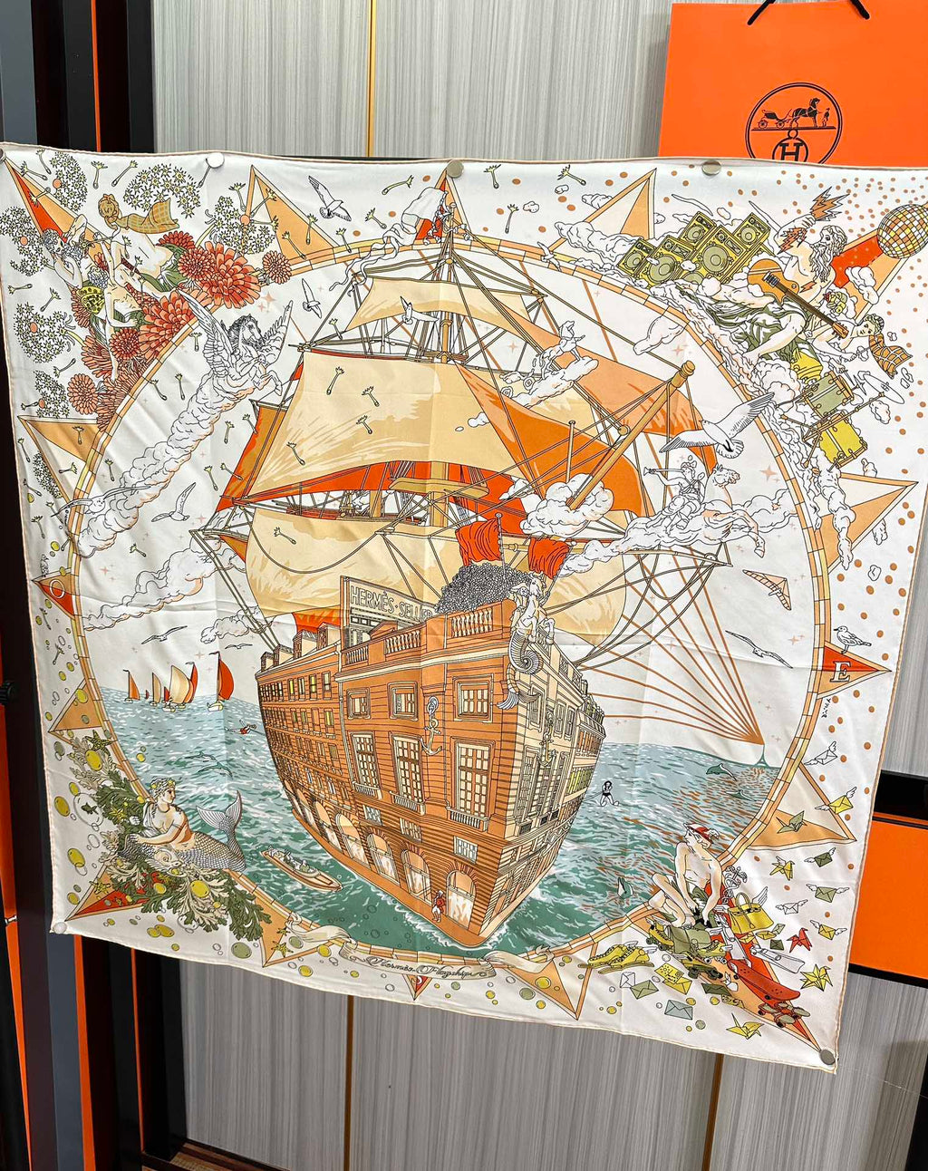 Hermes 26s Printed Square Scarf 90 In Silk 312025