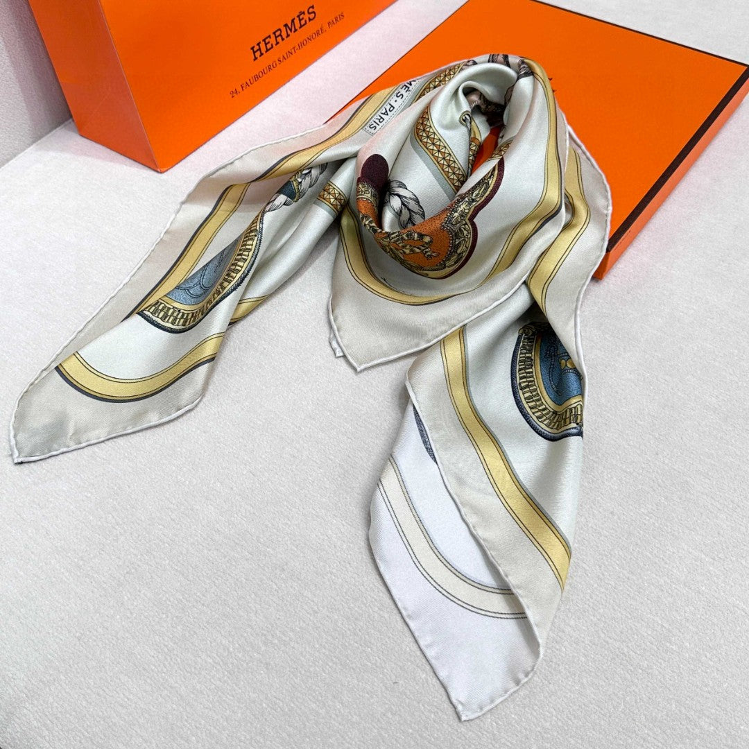 Hermes 26s Printed Square Scarf 90 In Silk 311838