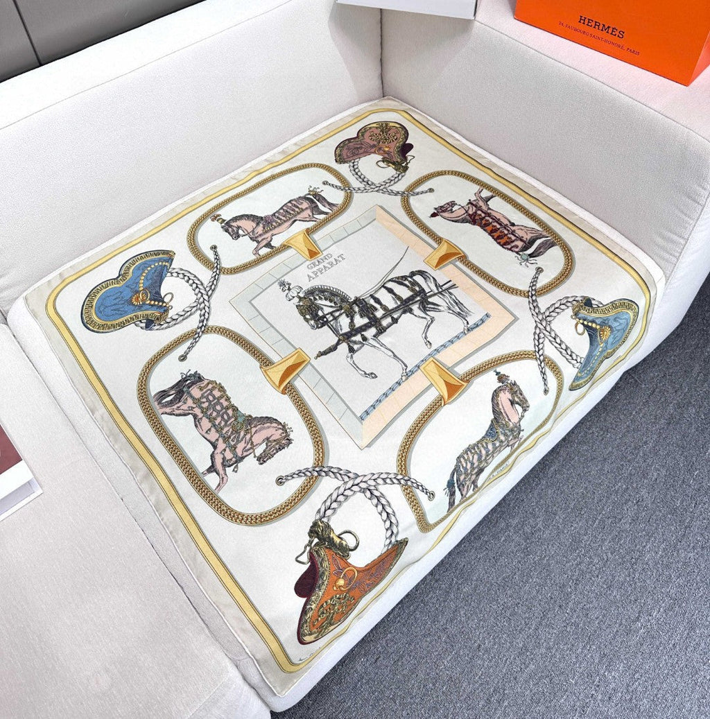 Hermes 26s Printed Square Scarf 90 In Silk 311838