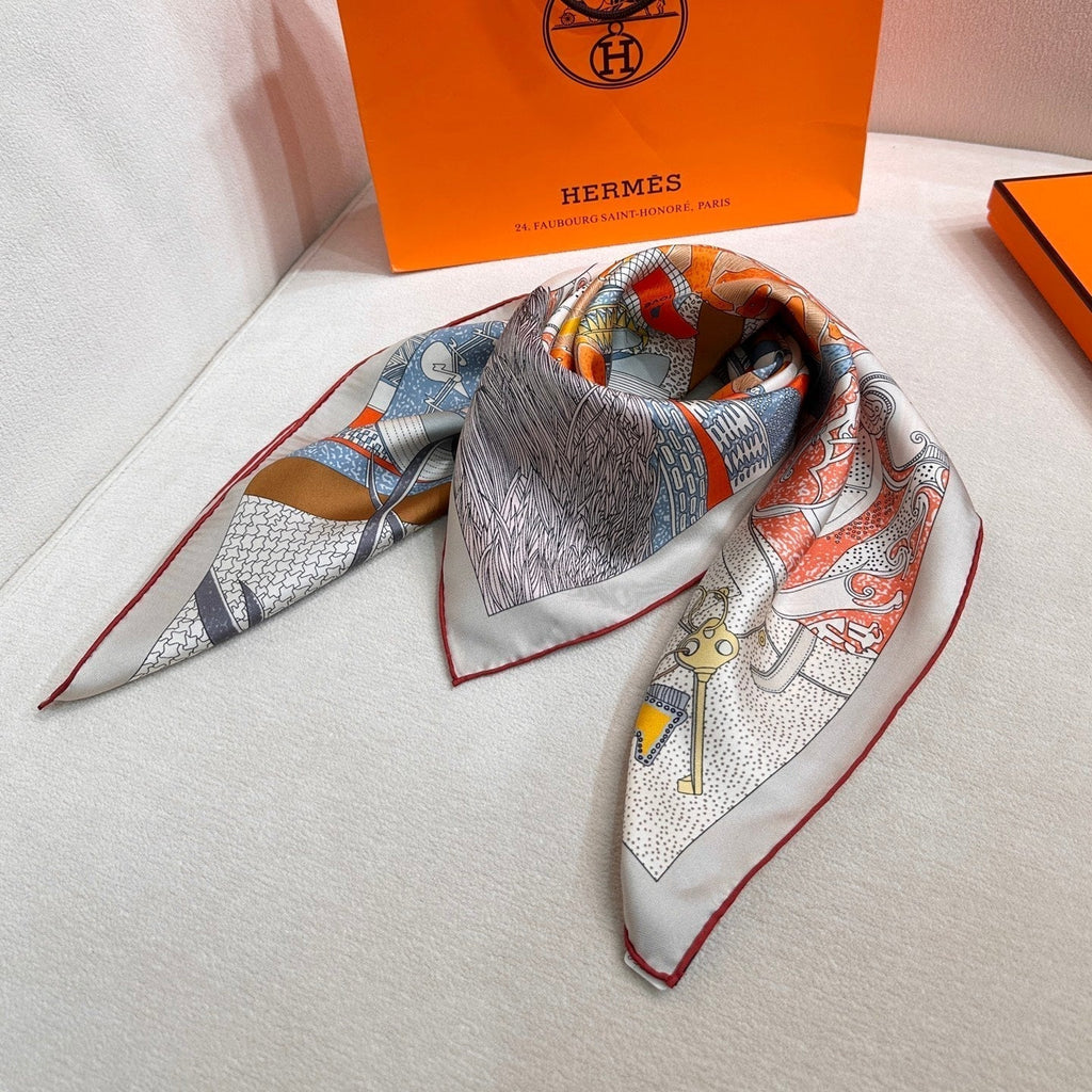 Hermes 26s Printed Square Scarf 88 In Silk 309440