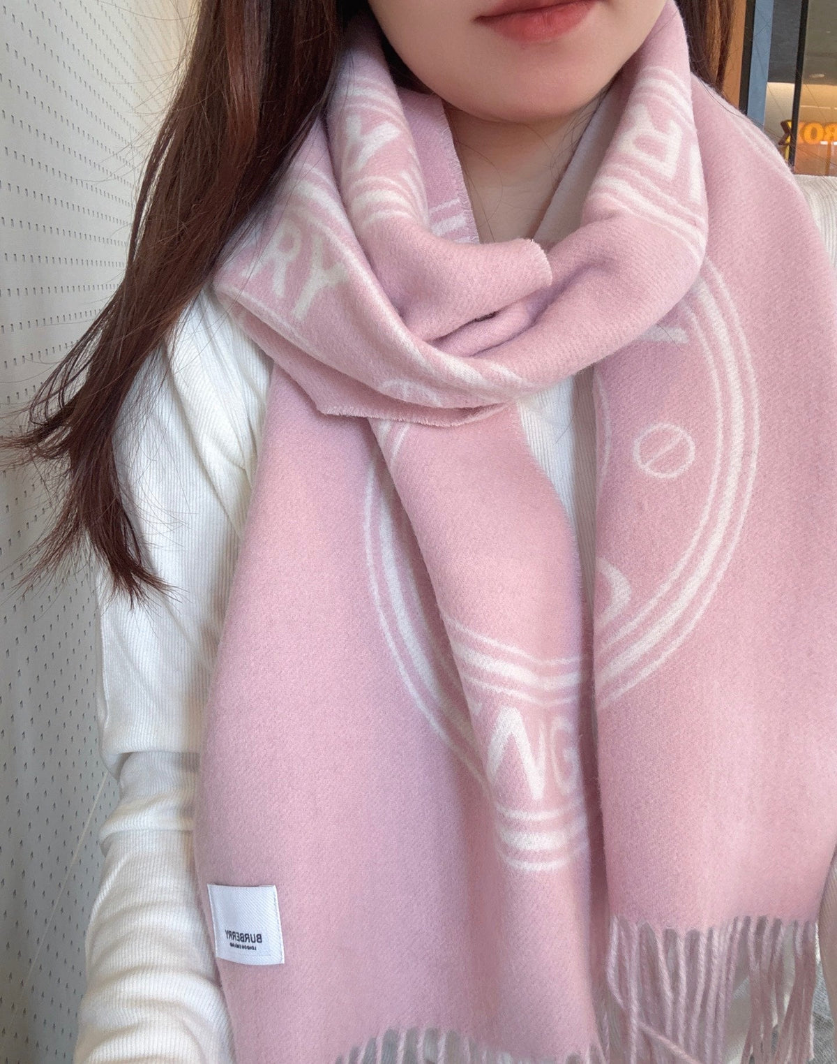 BBR Long Scarf 170CM Pink Calico Cashmere 150403