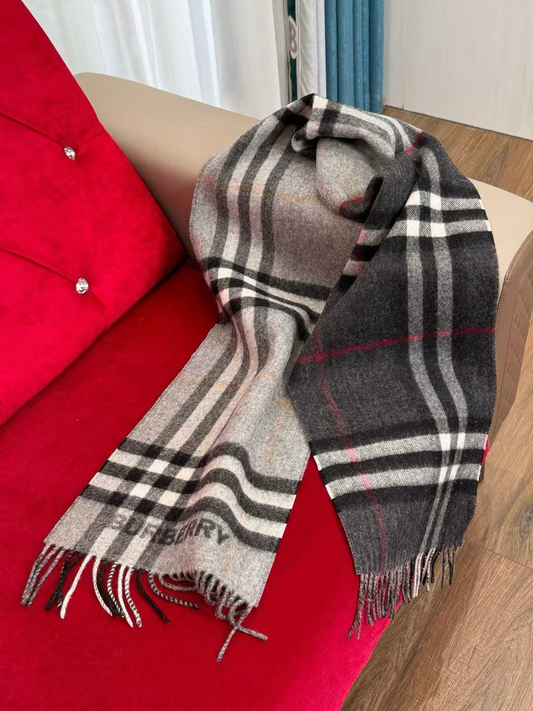 BBR Long Scarf 170CM Grey Cashmere 150411