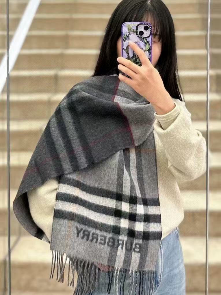 BBR Long Scarf 170CM Grey Cashmere 150411