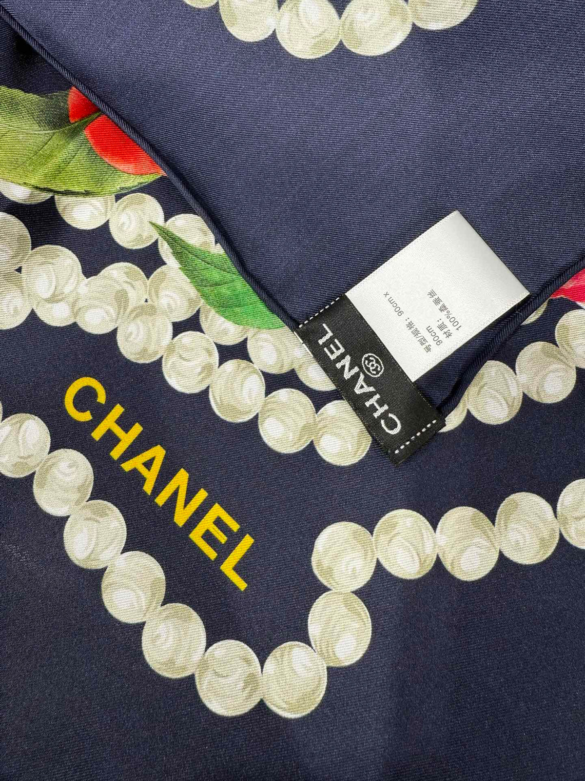 CC Bandana 90 Scarf Navy Blue Colorful Silk Satin