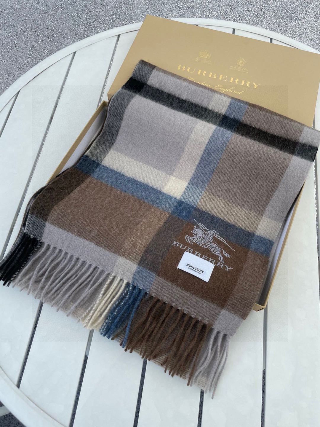 BBR Long Scarf 30*180cm Black Grey Brown Cashmere 168152