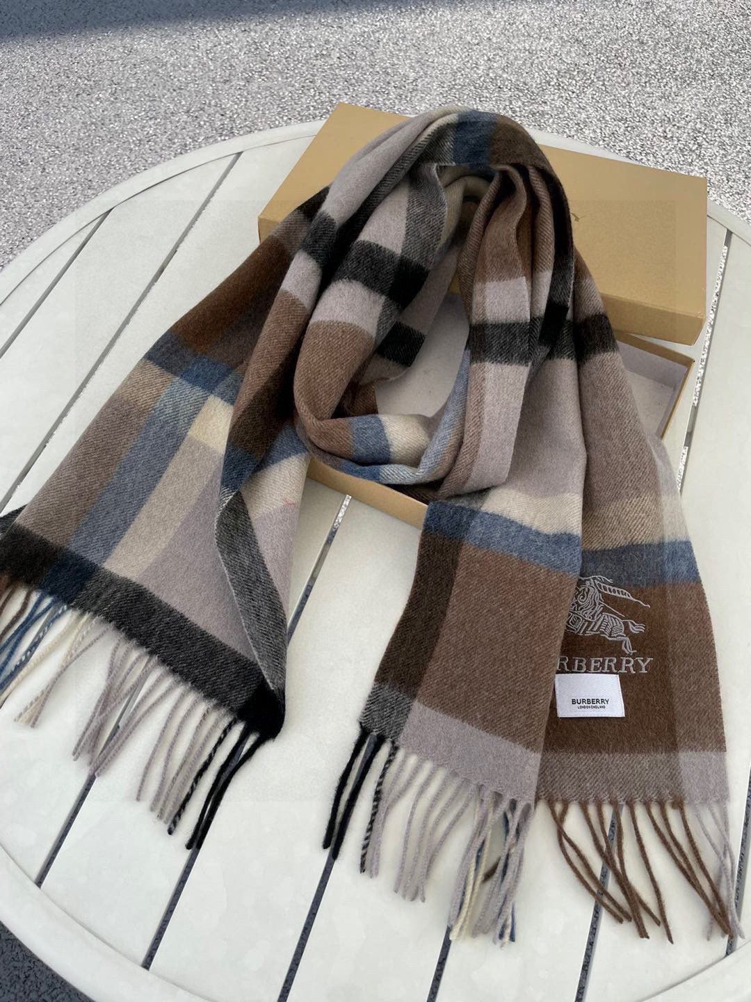 BBR Long Scarf 30*180cm Black Grey Brown Cashmere 168152