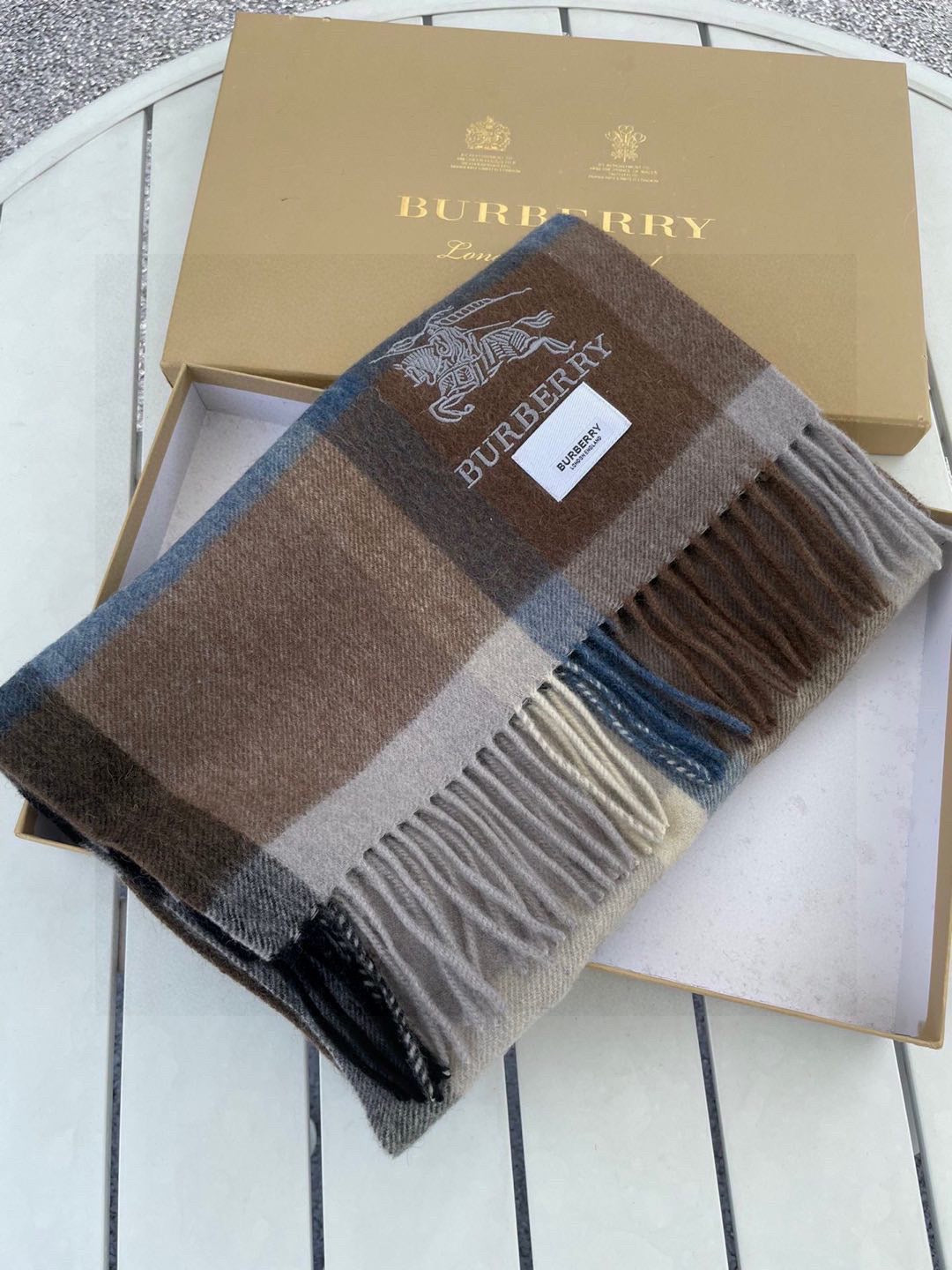 BBR Long Scarf 30*180cm Black Grey Brown Cashmere 168152