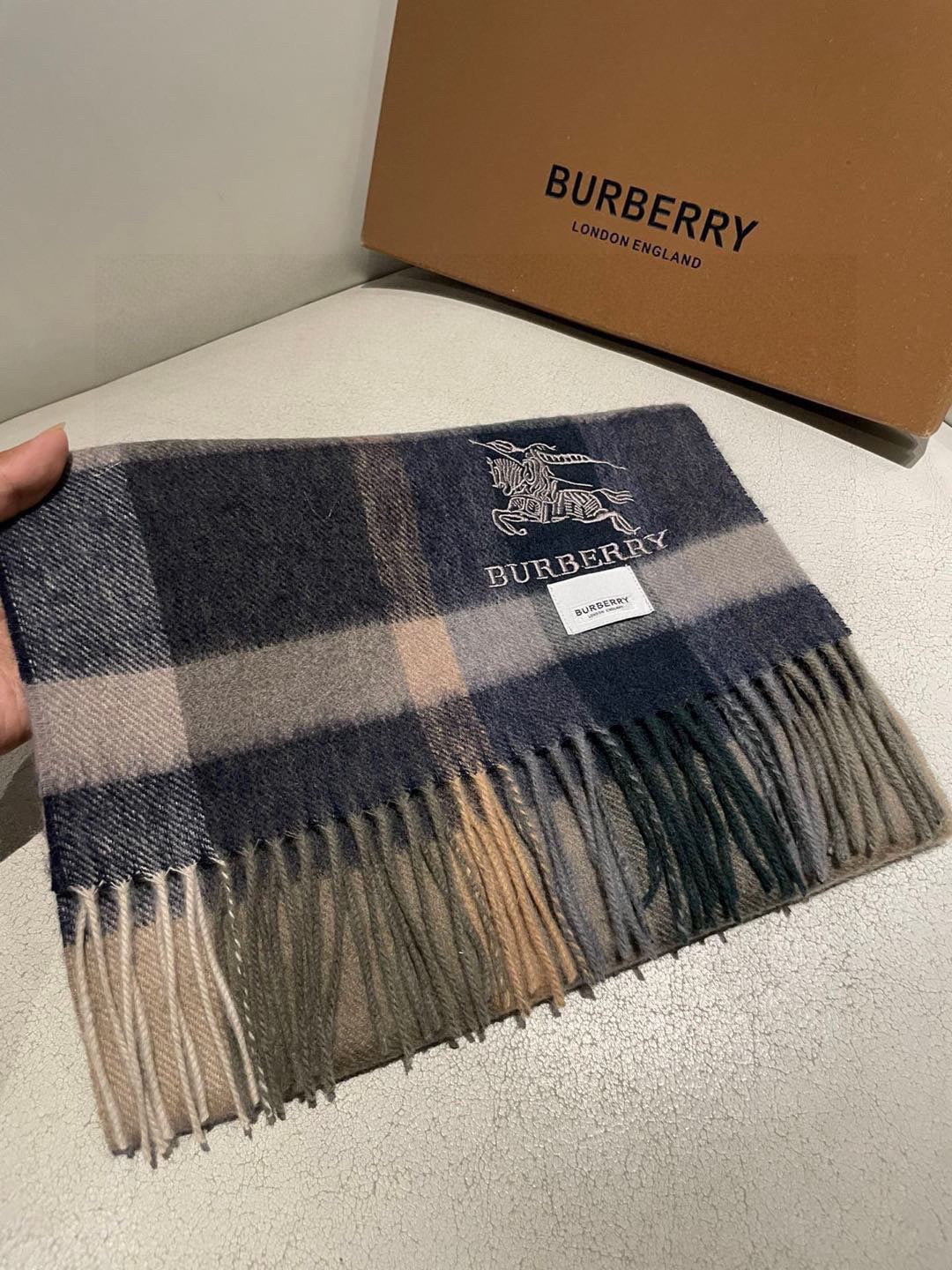 BBR Long Scarf 30*180cm Black Burgundy Beige Cashmere 168153